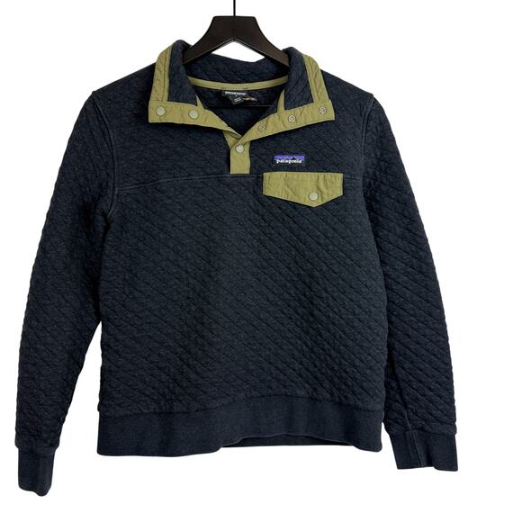 Patagonia Sweaters - Patagonia Womens Organic Cotton Quilt Snap T Pullover Sweater Gray - S